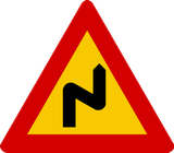 Warning for a double curve, first right then left.