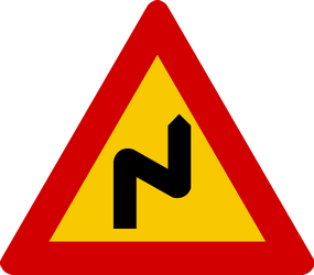 Warning for a double curve, first right then left.