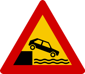 Warning for a quayside or riverbank.