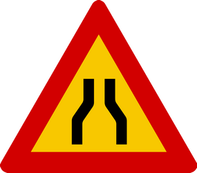 Warning for a road narrowing.