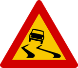 Warning for a slippery road surface.