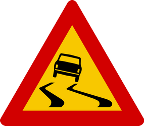 Warning for a slippery road surface.