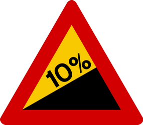 Warning for a steep ascent.