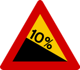 Warning for a steep descent.