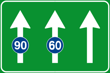 Mindestgeschwindigkeit eines Fahrstreifens.
