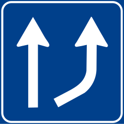 Beginn eines neuen Fahrstreifens.