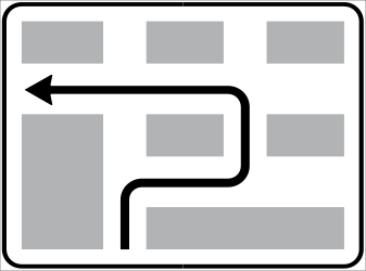 Route zum Linksabbiegen.