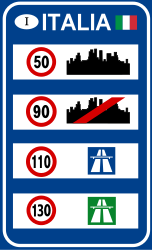 Nationale Geschwindigkeitsbegrenzungen.