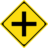 Warning for an uncontrolled crossroad.