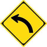 Warning for a curve to the left.