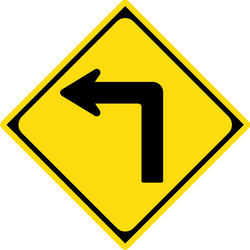 Warning for a sharp curve to the left.