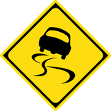 Warning for a slippery road surface.
