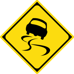 Warning for a slippery road surface.