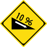 Warning for a steep descent.