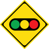 Warning for traffic lights ahead.