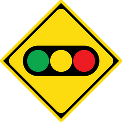 Warning for traffic lights ahead.