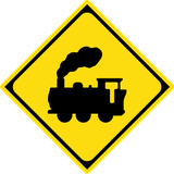 Warning for a railway crossing without barriers.