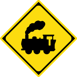 Warning for a railway crossing without barriers.