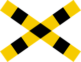 Warning for a railway crossing with one track.