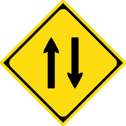 Warning for a road with two-way traffic.