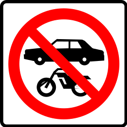 Motorcycles and cars prohibited.