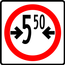 Vehicles wider than indicated prohibited.