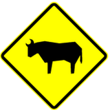 Warning for cattle on the road.