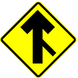 Warning for merging traffic from the right.