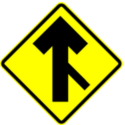 Warning for merging traffic from the right.