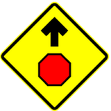 Stop and give way ahead.