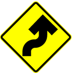 Warning for a double curve, first right then left.
