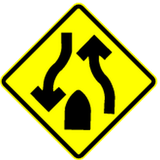 Warning for the end of a divided road.