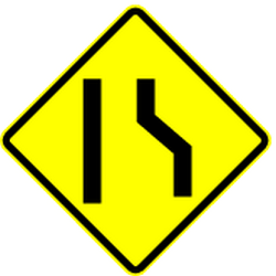 Warning for a road narrowing on the right.