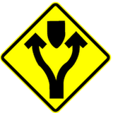 Warning for an obstacle, pass either side.