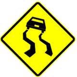 Warning for a slippery road surface.
