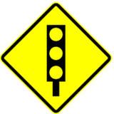 Warning for traffic lights ahead.