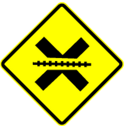 Warning for a railway crossing without barriers.