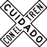 Warning for a railway crossing with one track.