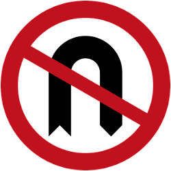 Turning around prohibited (U-turn).