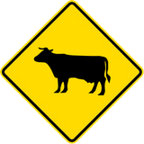 Warning for cattle on the road.