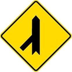 Warning for merging traffic from the left.
