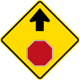 Stop and give way ahead.