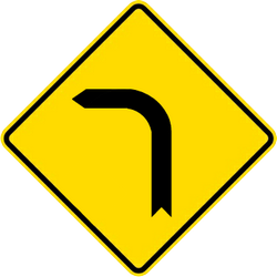 Warning for a sharp curve to the left.