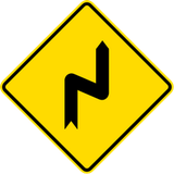 Warning for a double curve, first right then left.