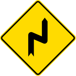 Warning for a double curve, first right then left.