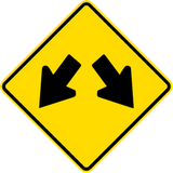 Warning for an obstacle, pass left or right.