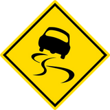Warning for a slippery road surface.