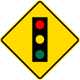 Warning for traffic lights ahead.