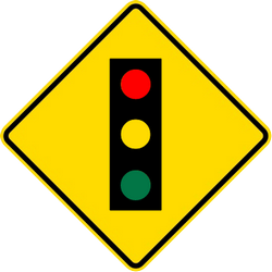 Warning for traffic lights ahead.