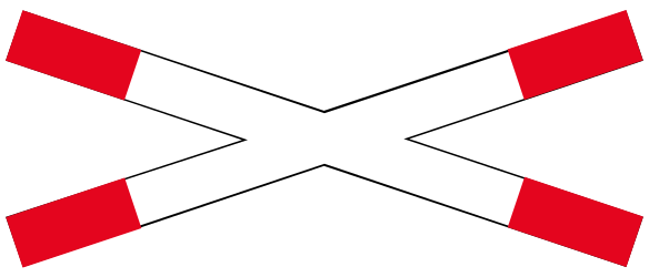 Warning for a railway crossing with one track.